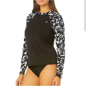 HURLEY Long Sleeve Rash Guard UPF 50+ Sun Protection Swim Top